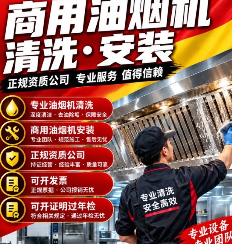 【全德】专业清洗、安装商用油烟机