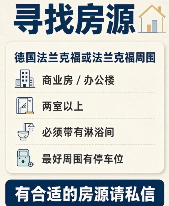 【法兰克福及周边】诚意求租办公楼/商业楼（有介绍酬谢金）