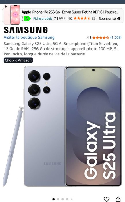 【小巴黎】全新未拆三星S25 Ultra出售（12+256G，650€）