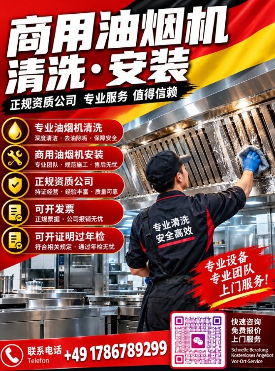 【全德】专业清洗、安装商用油烟机
