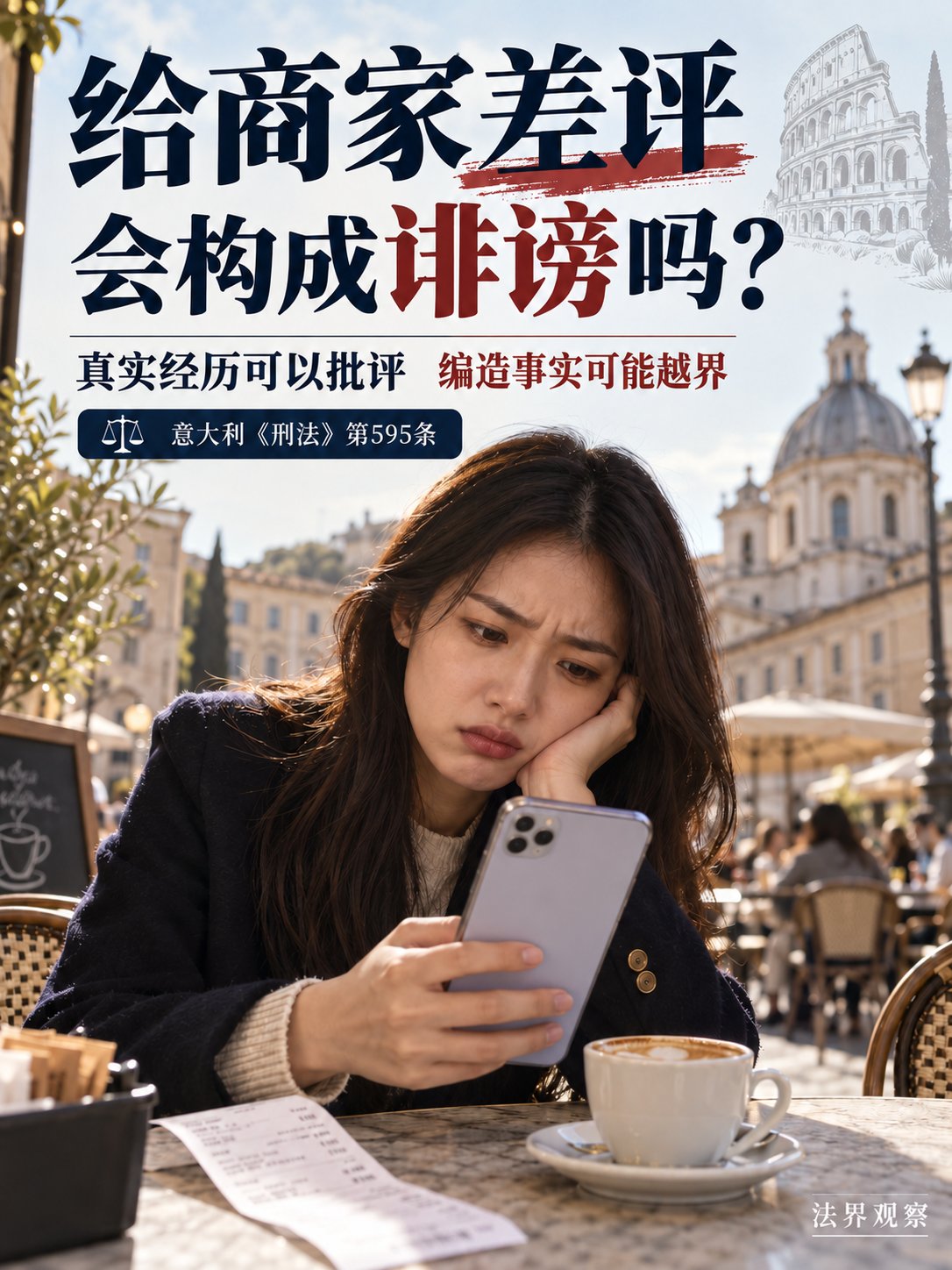 在意大利给商家差评，什么情况下可能构成诽谤？