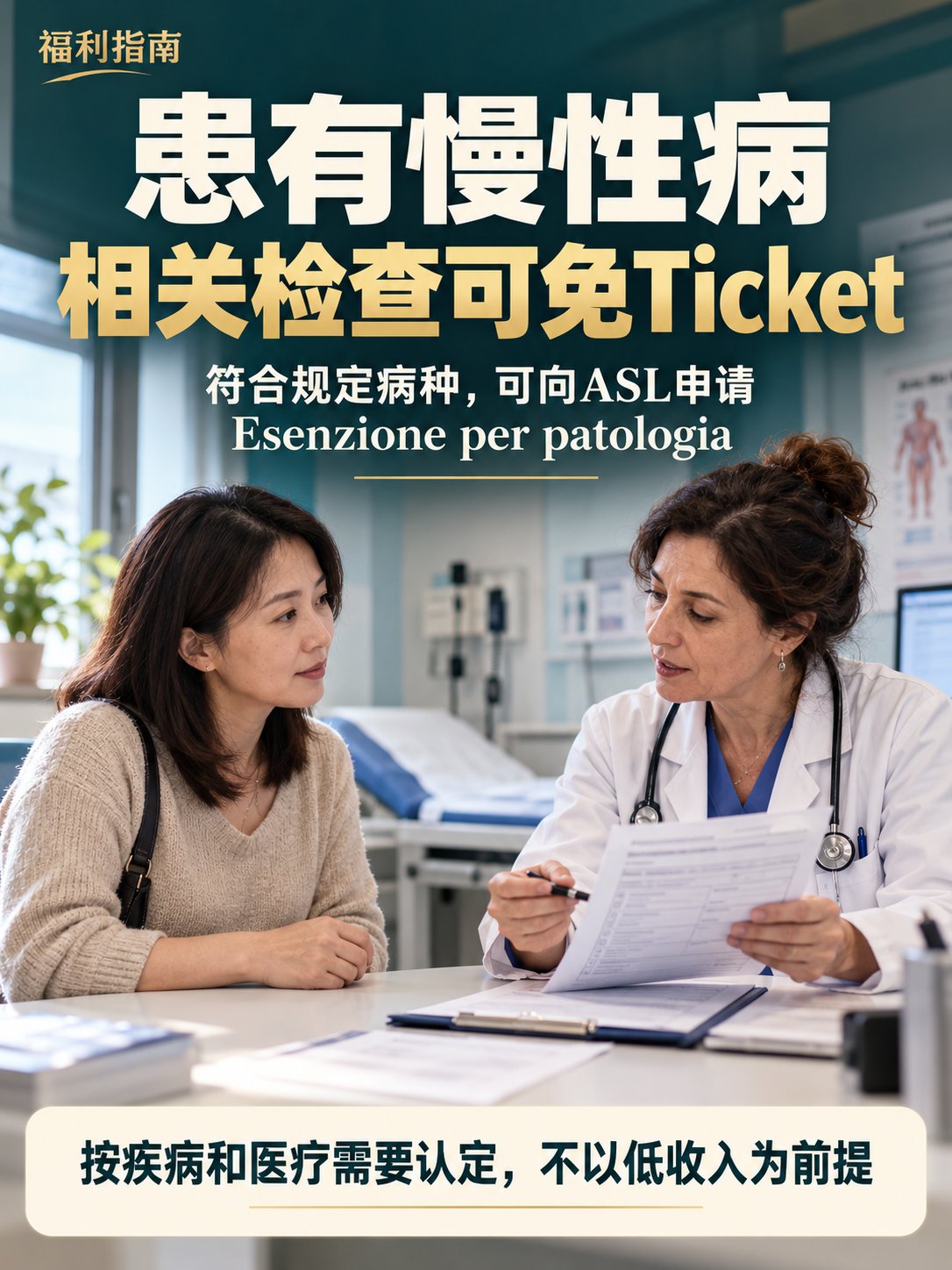 患有慢性病，相关检查可以申请免交Ticket！