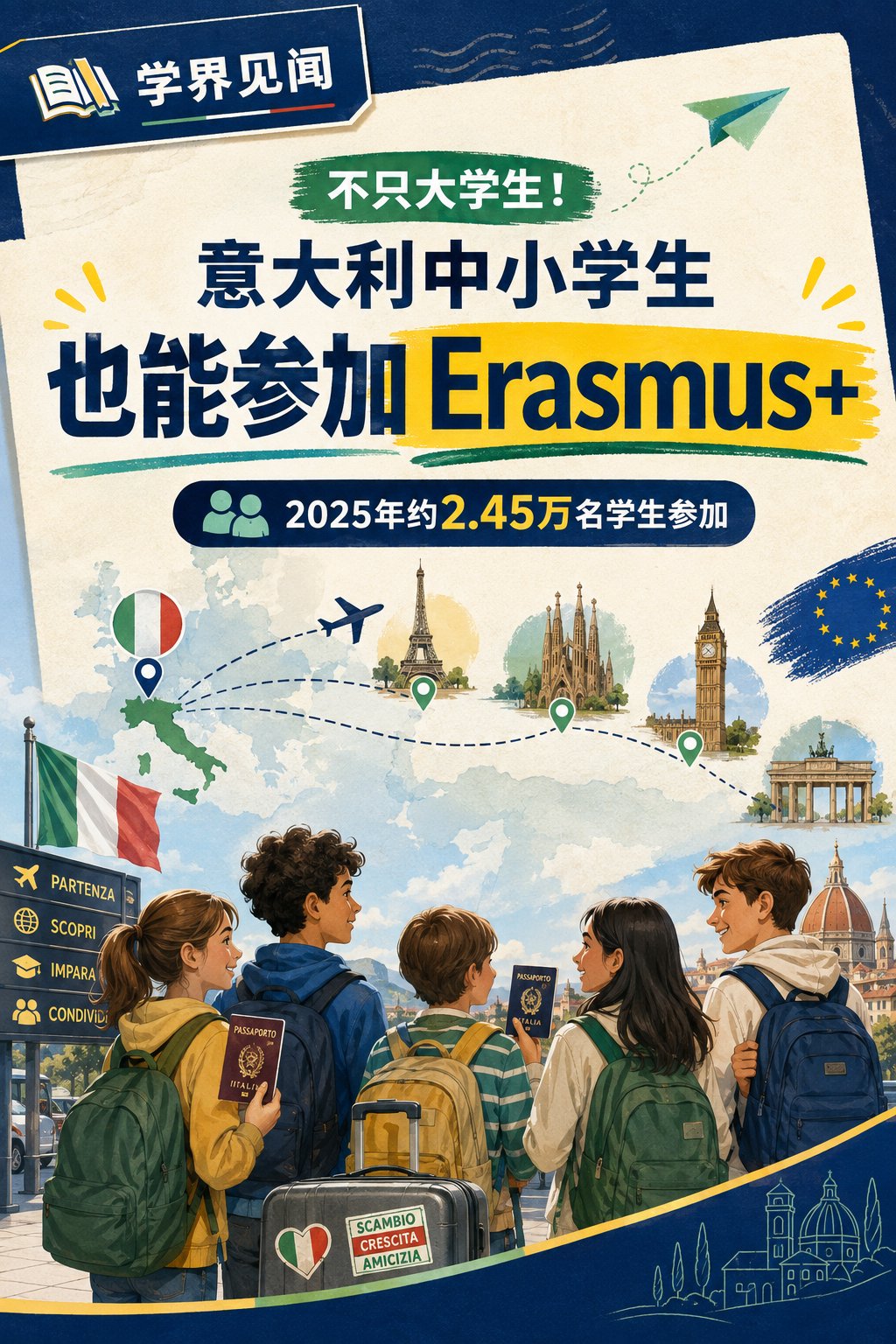 不只大学生！意大利中小学生也能参加Erasmus+