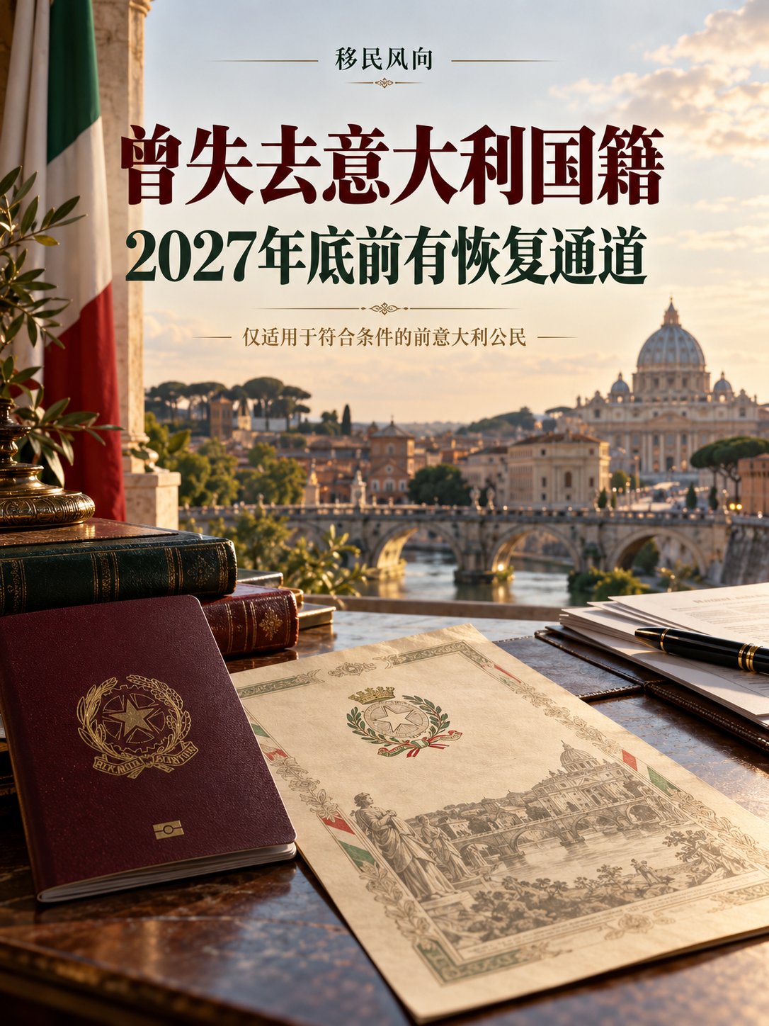 曾失去意大利国籍，2027年底前有一条恢复通道