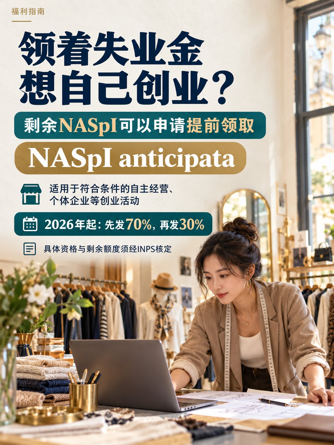 领着失业金想自己创业？剩余NASpI可以申请提前领取！