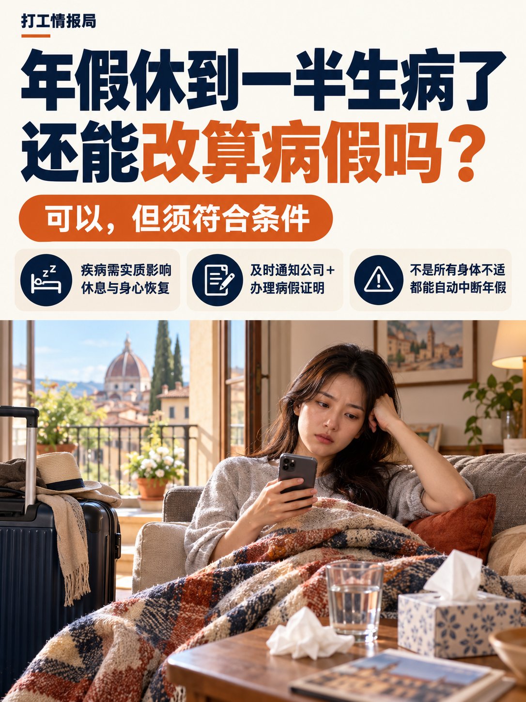年假休到一半生病了，还能改算病假吗？