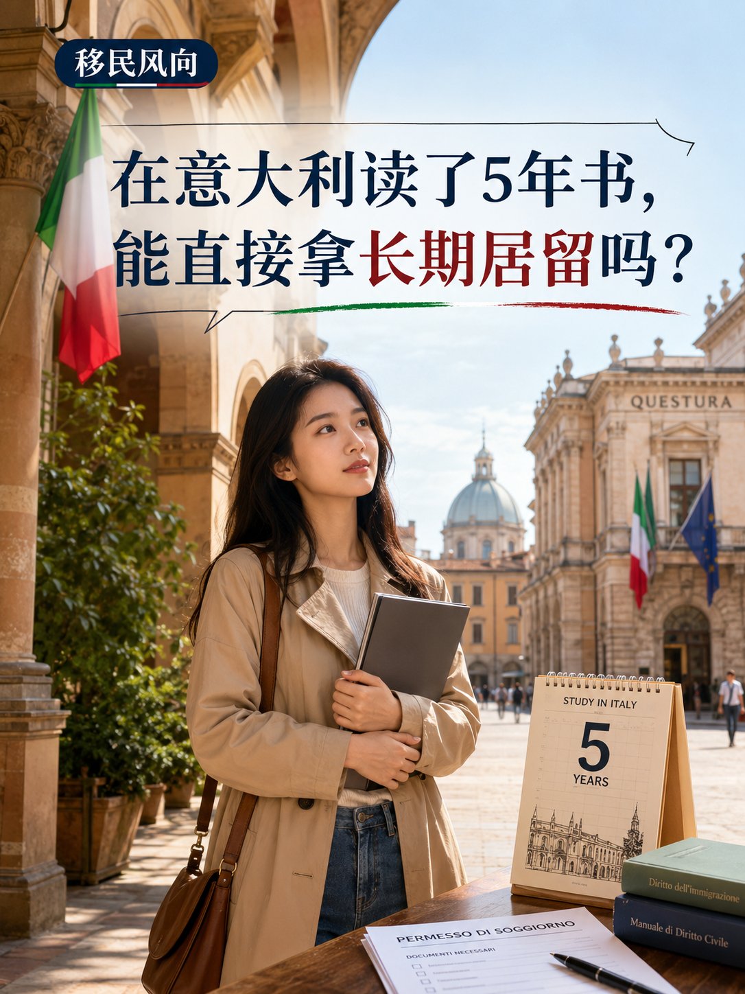 在意大利读了5年书，能直接拿长期居留吗？