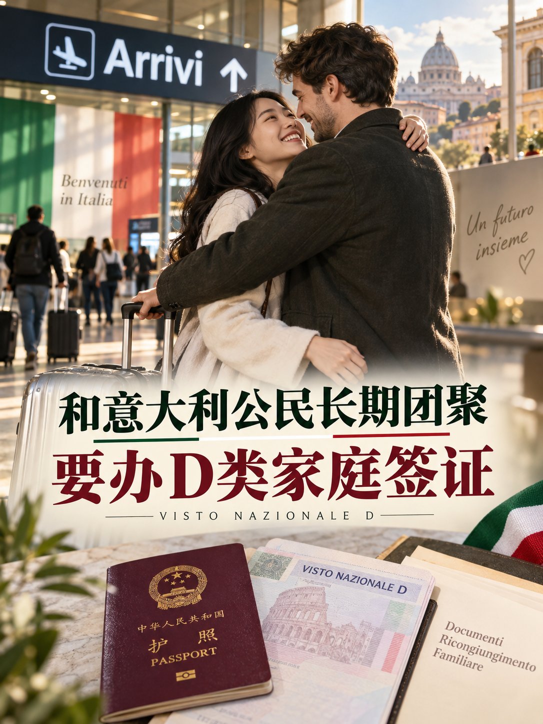 和意大利公民长期团聚，要办D类家庭签证