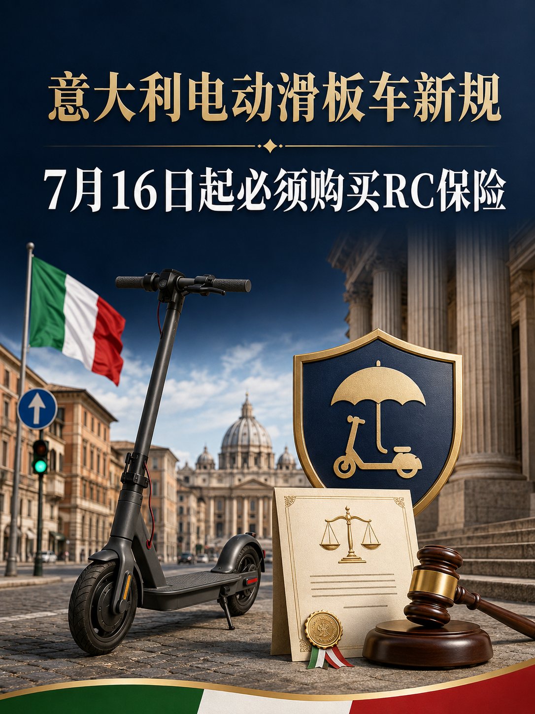 意大利电动滑板车新规：只有普通家庭险还不够