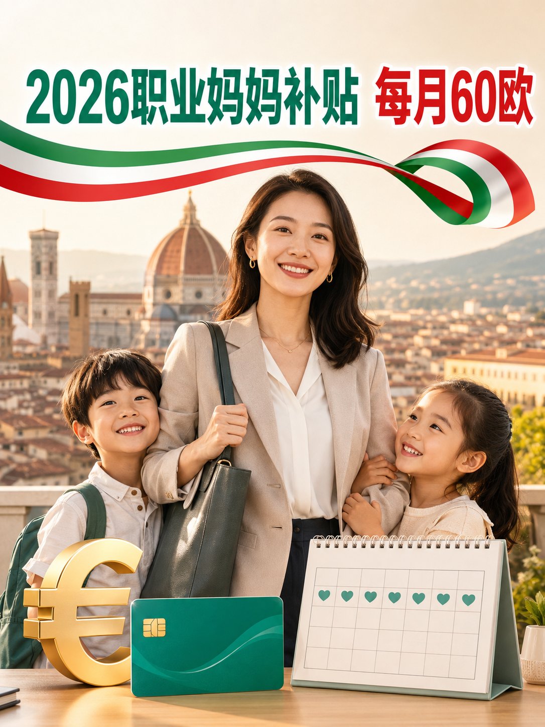 2026年意大利妈妈补贴涨到每月60欧，全年最多可领720欧