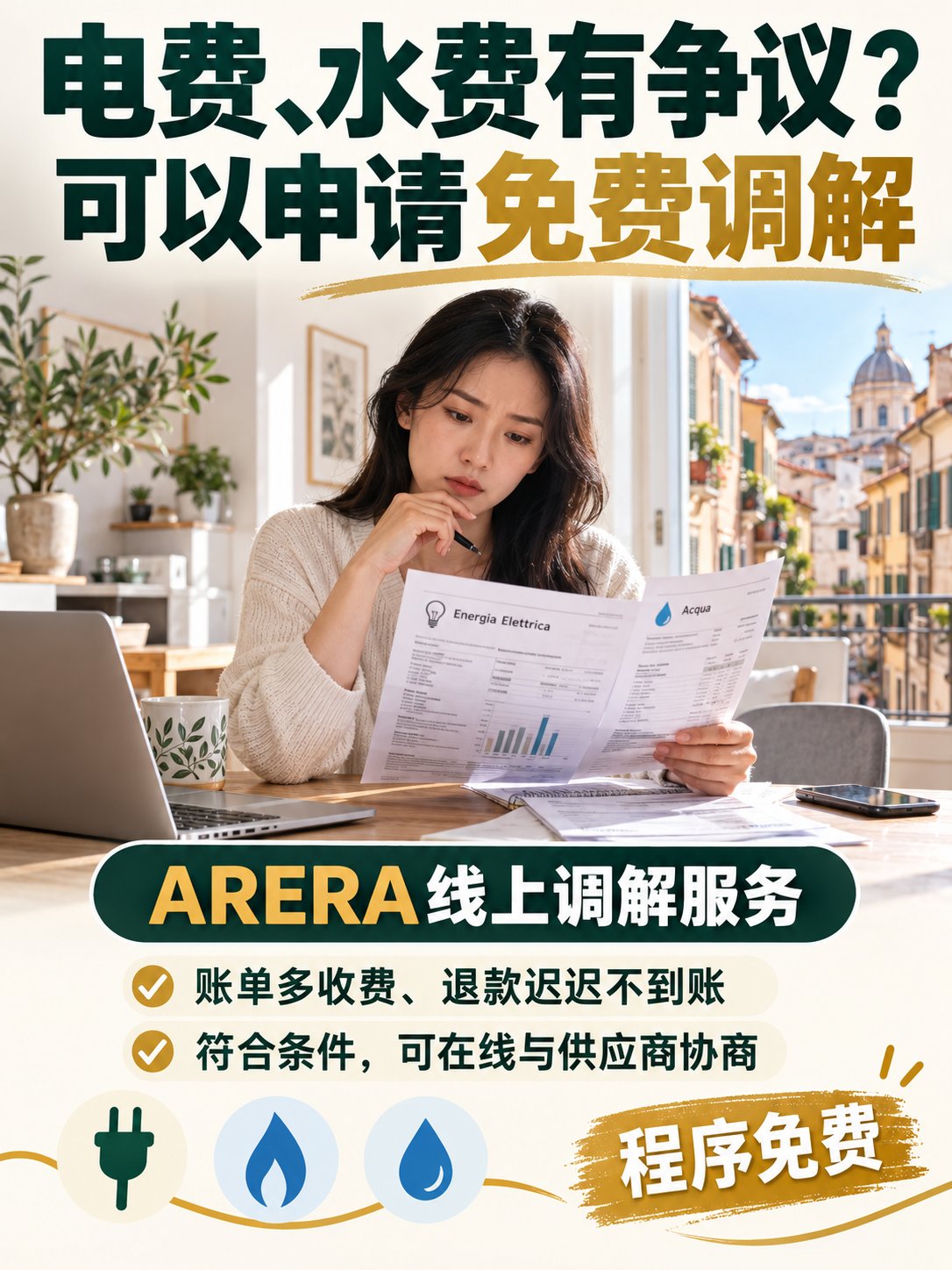 电费、水费账单有争议？意大利有免费线上调解服务