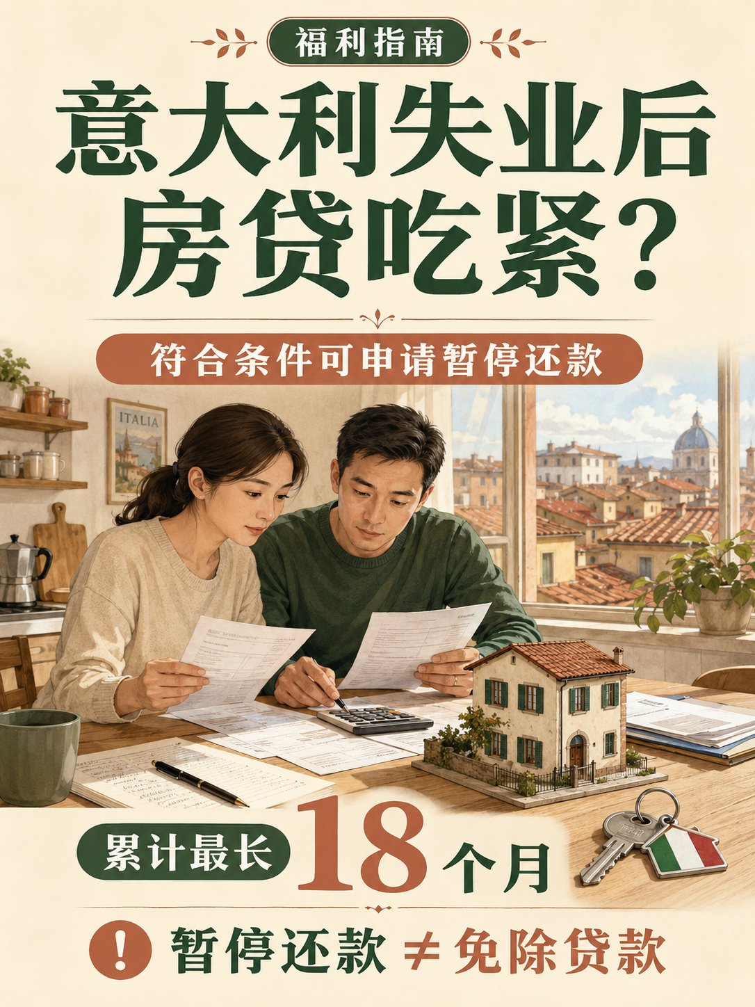 意大利失业后房贷吃紧？符合条件可暂停还款