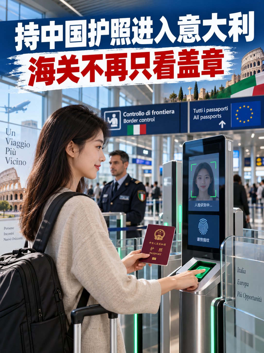持中国护照进入意大利，海关不再只看盖章