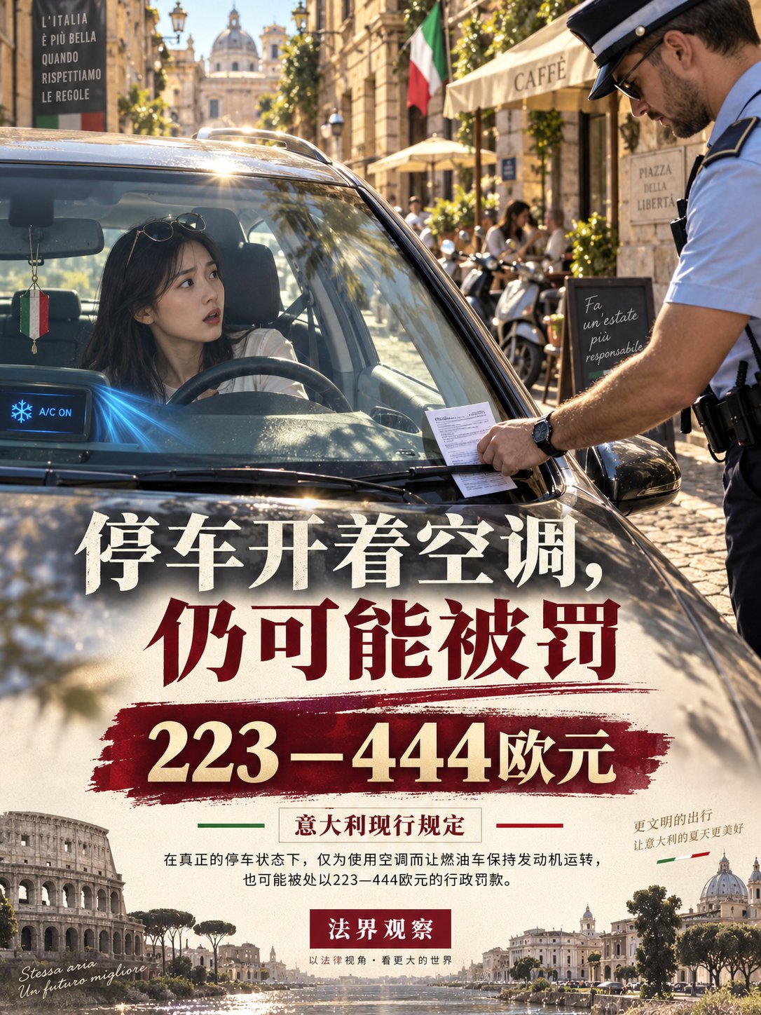 停车开着空调，仍可能被罚223至444欧
