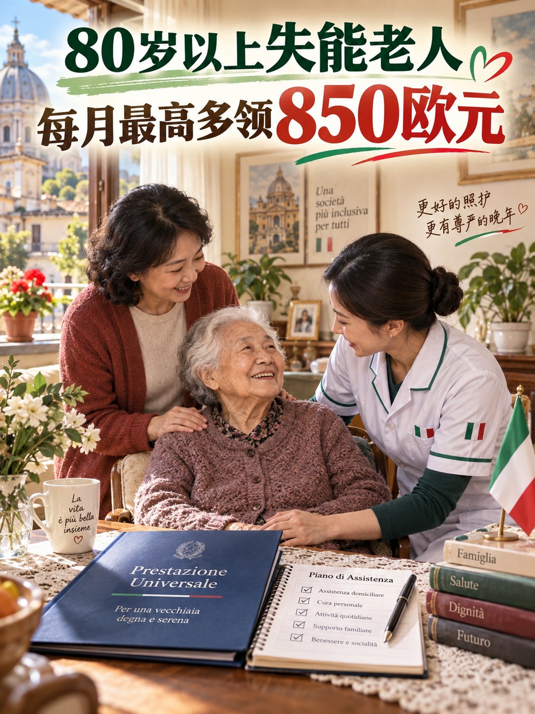 家里有80岁以上失能老人，每月最高还能多领850欧元