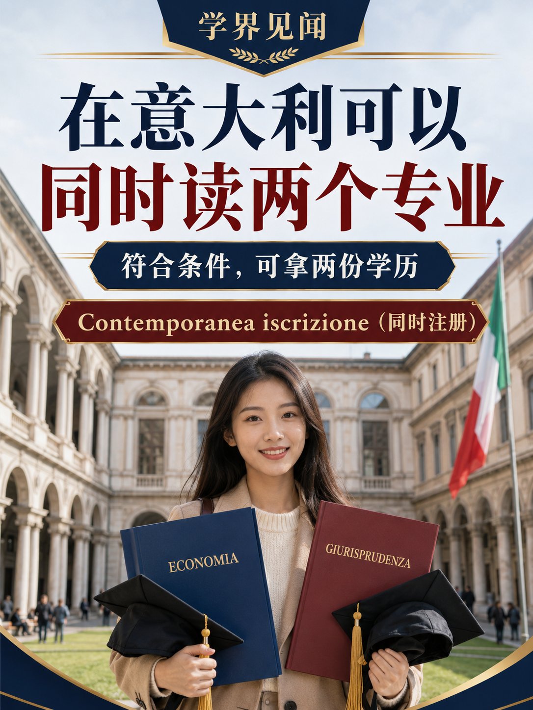很多留学生不知道“在意大利可以同时读两个大学专业”