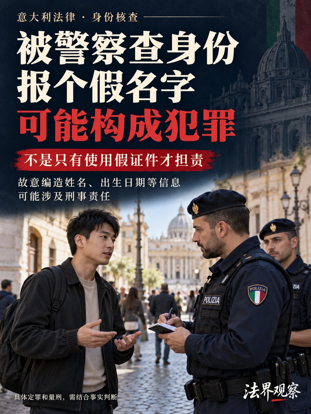 被警察查身份，报个假名字，可能面临刑事处罚