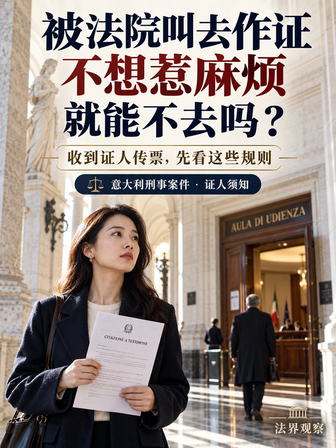 被法院叫去作证，不想惹麻烦就能不去吗？