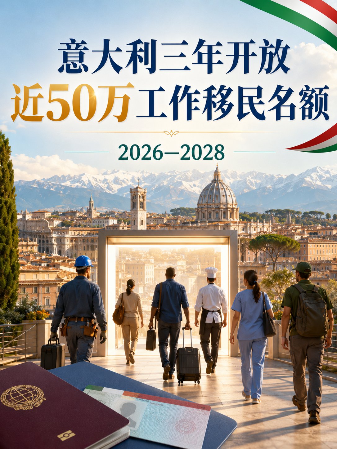 意大利三年开放近50万工作移民名额