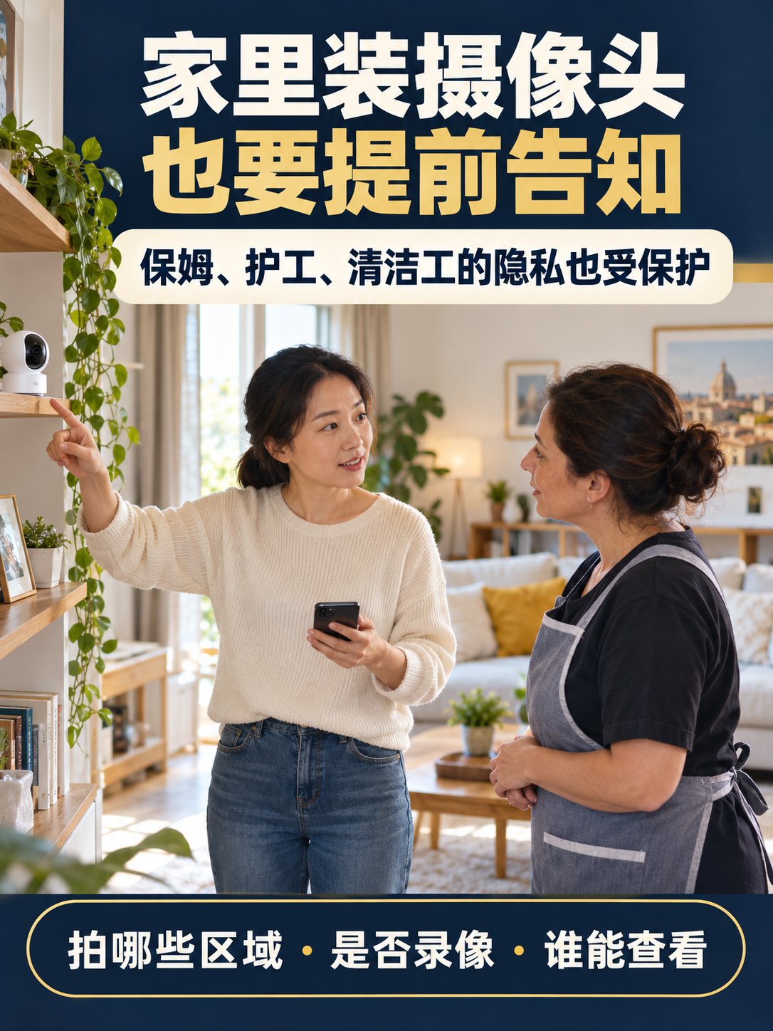 家里装摄像头看保姆、清洁工，需要提前告知吗？