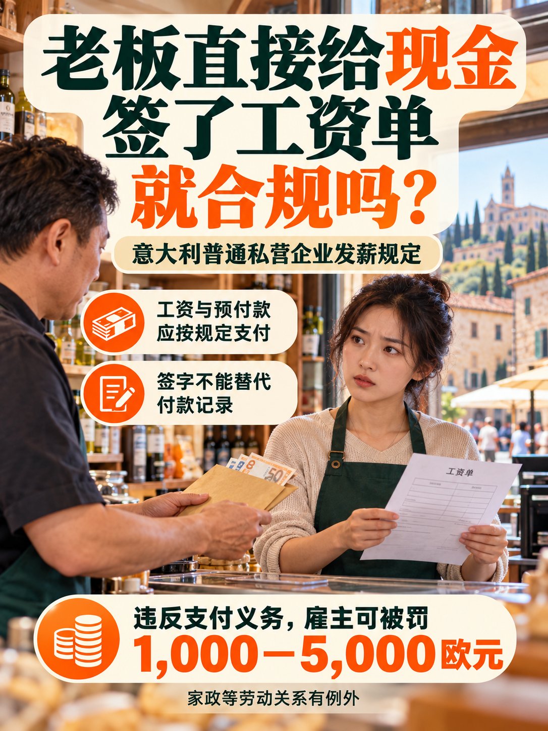 老板直接给现金发工资，签了工资单就合规吗？