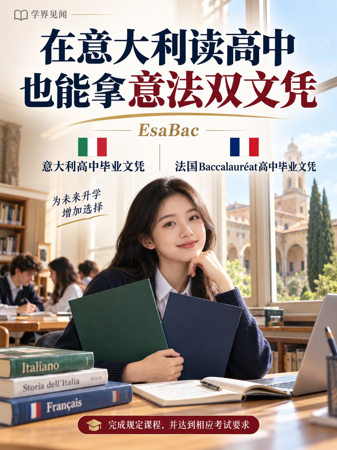 在意大利读高中，也能拿意法两国毕业文凭！