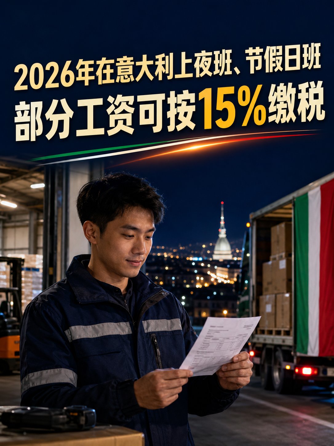 2026年在意大利上夜班、节假日班，部分工资可按15%缴税