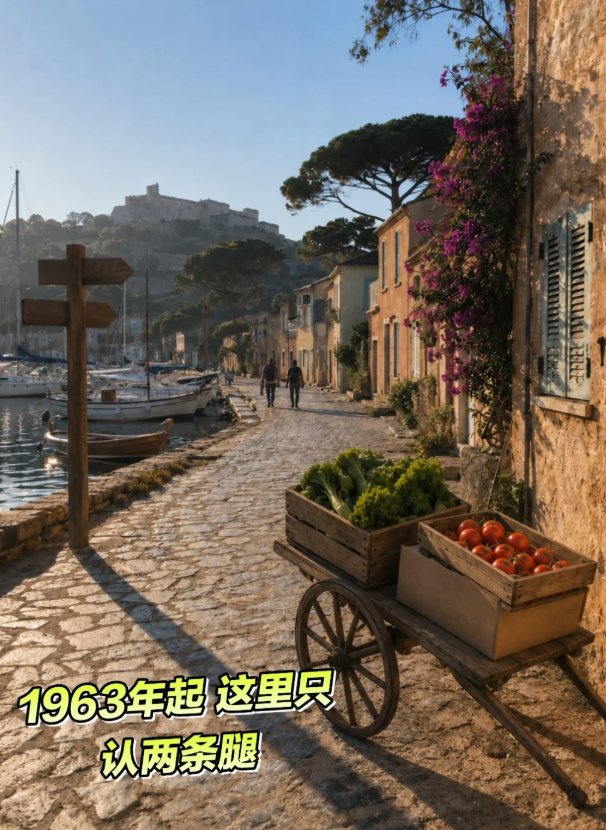 法国南部外海有座小岛，没有汽车、没有自行车，连送快递都用木头手推车