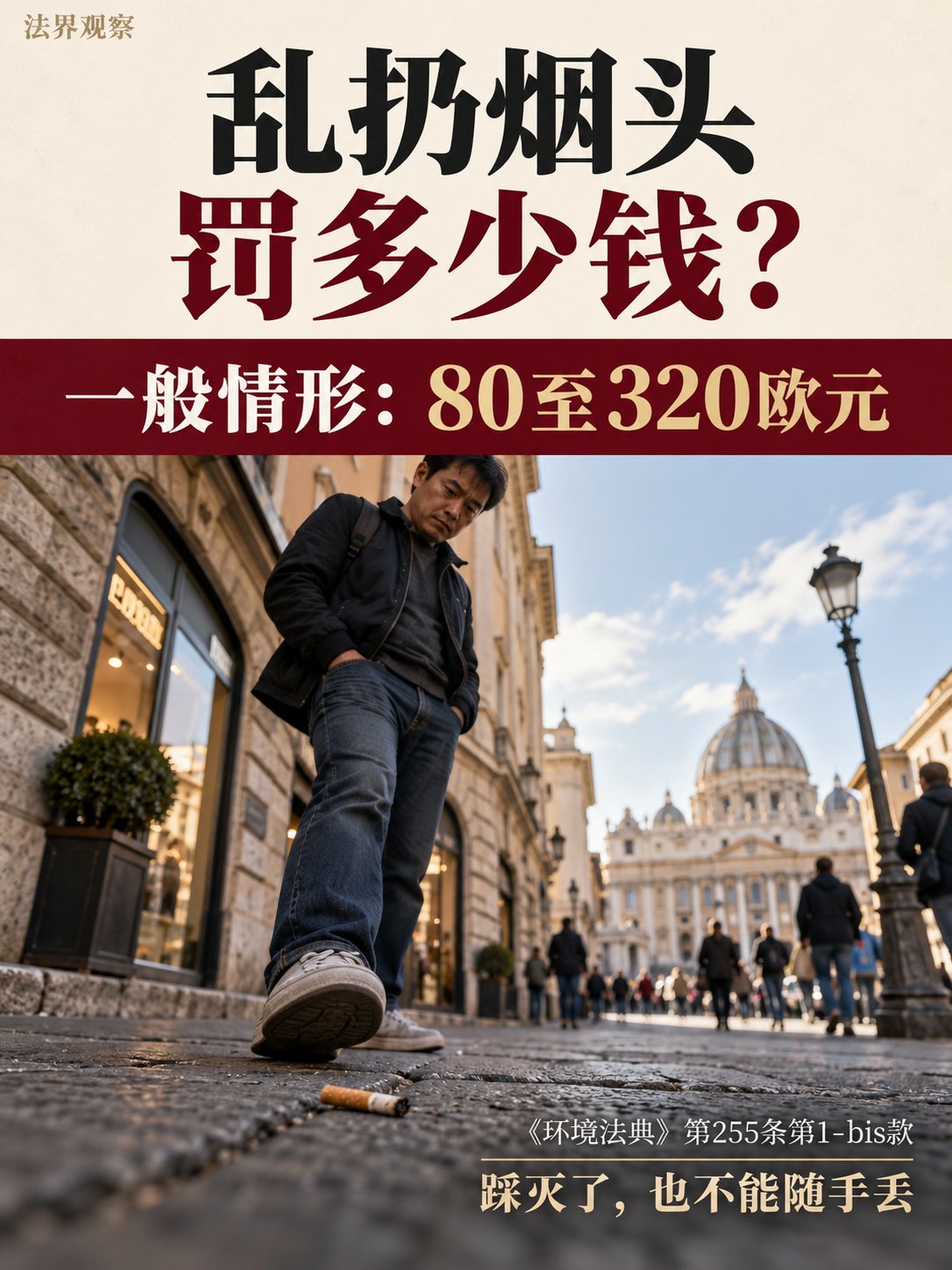 在意大利，乱扔烟头罚多少钱？