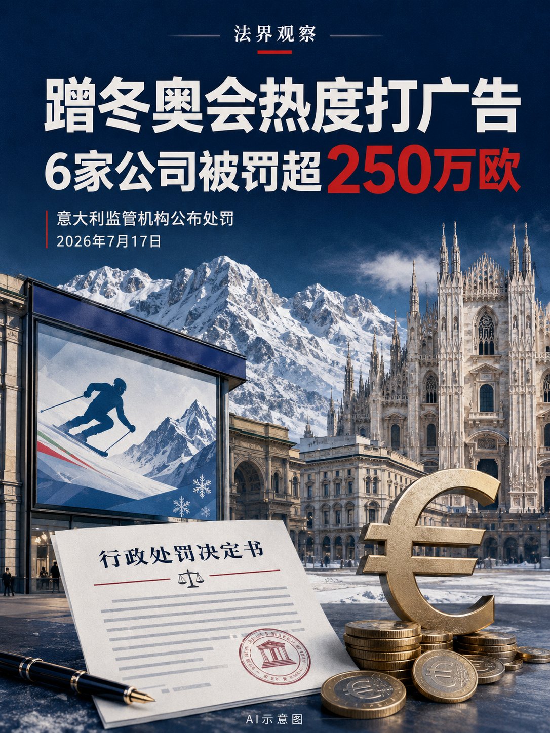 在意大利，蹭冬奥会热度打广告，6家公司被罚超250万欧