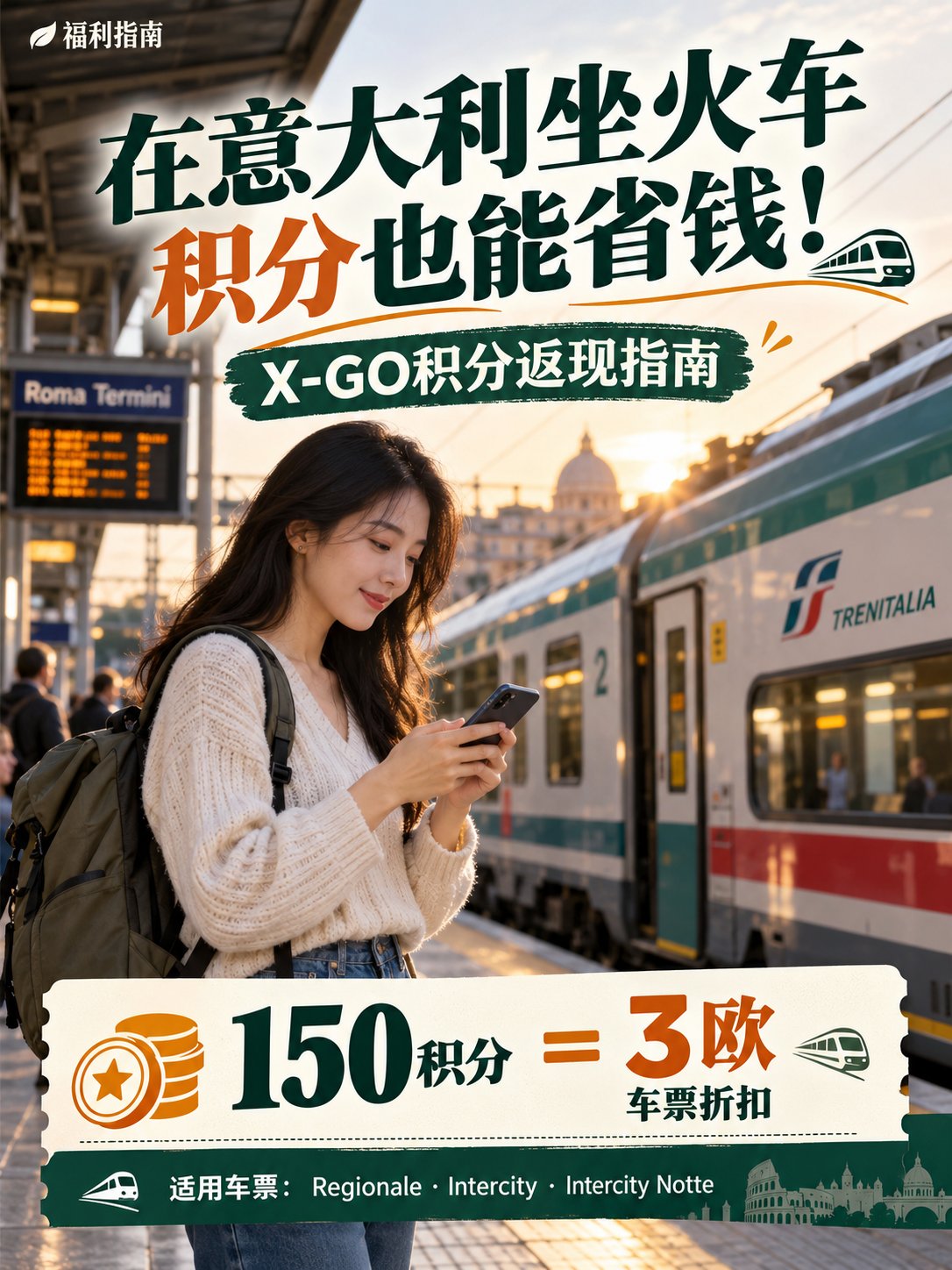 在意大利坐火车，攒够积分下次能少付3欧！