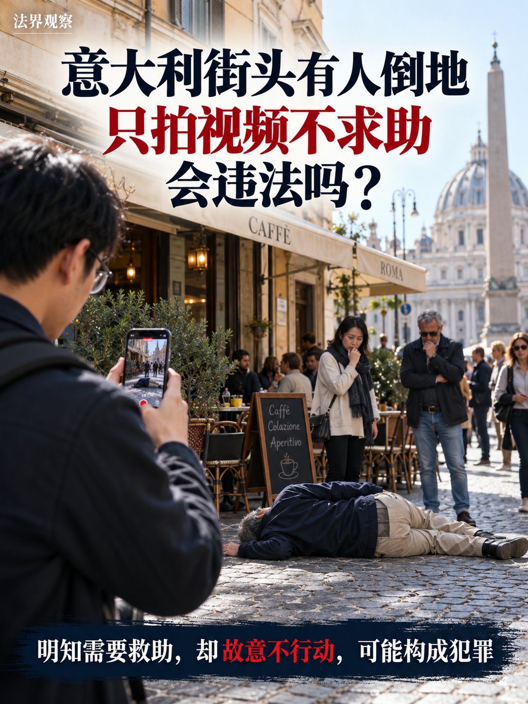 有人倒地，只拍视频不叫救护车，会违法吗？