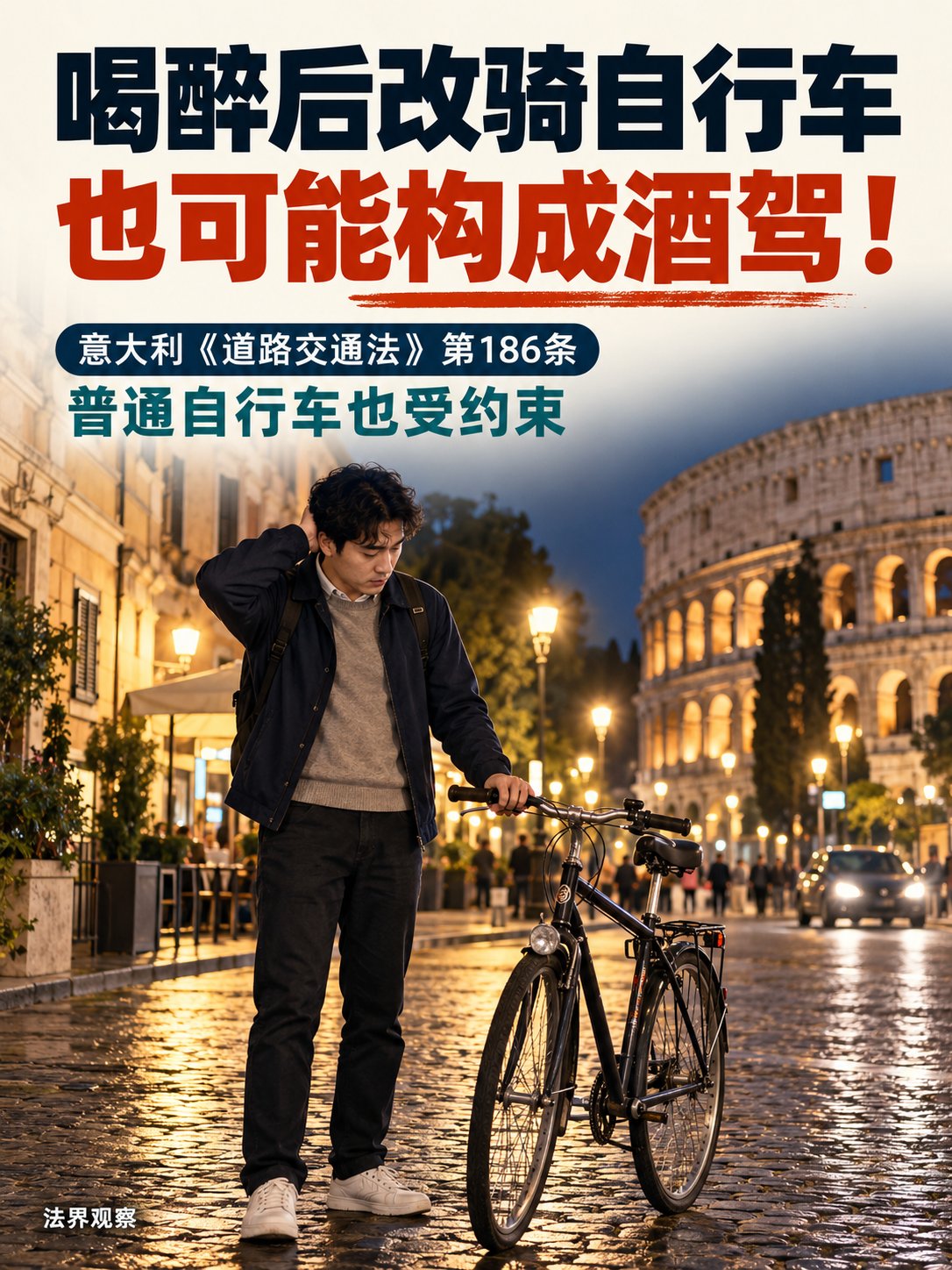 喝醉后改骑自行车，在意大利也可能构成酒驾！