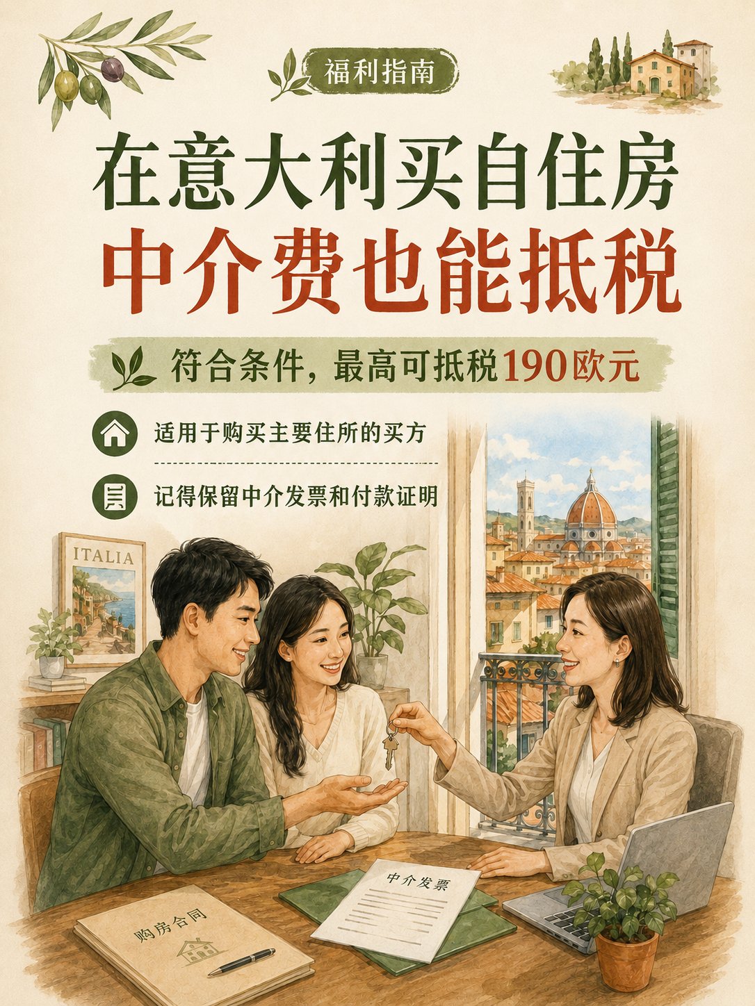 在意大利买自住房，中介费也能抵税