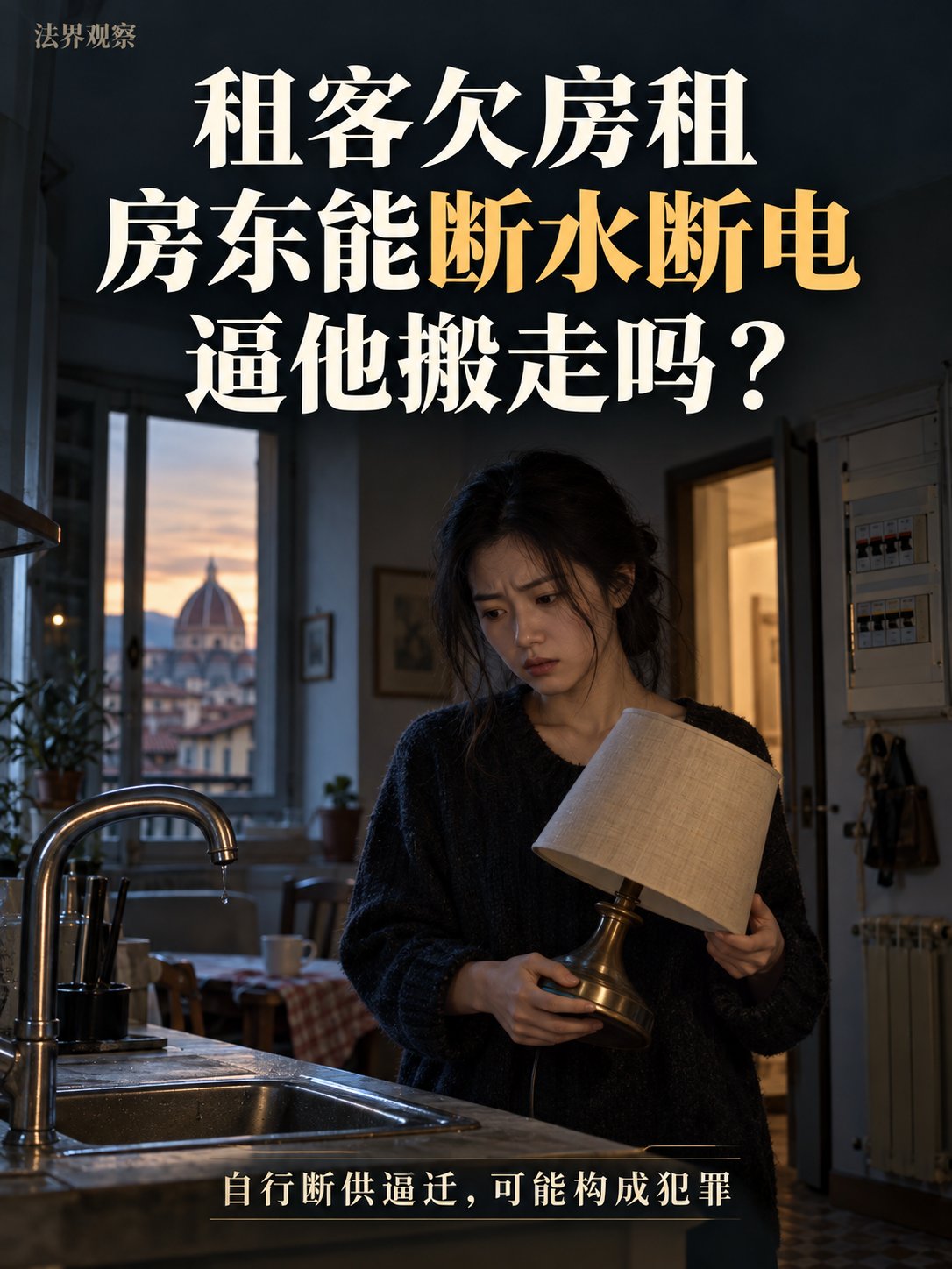 租客欠房租，房东能断水断电逼他搬走吗？