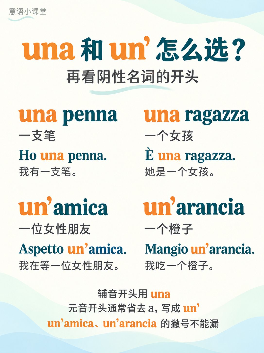 un、uno、una、un’怎么选？意大利语不定冠词入门！