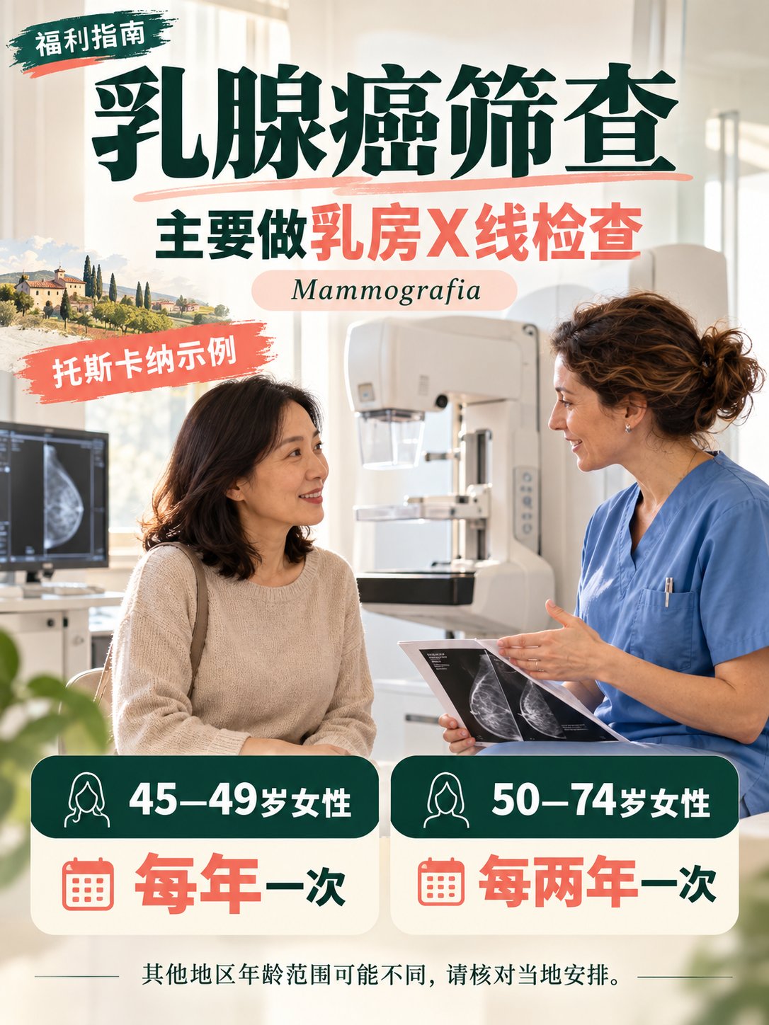 乳腺、宫颈和肠癌筛查，在意大利符合条件可以免费做！