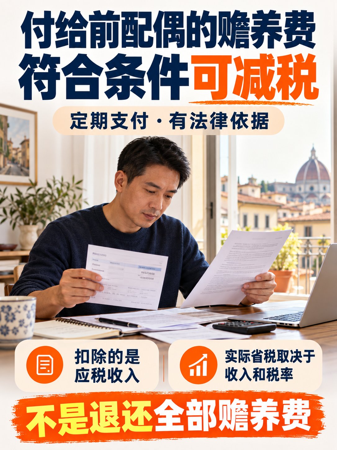 付给前配偶的赡养费可以减税