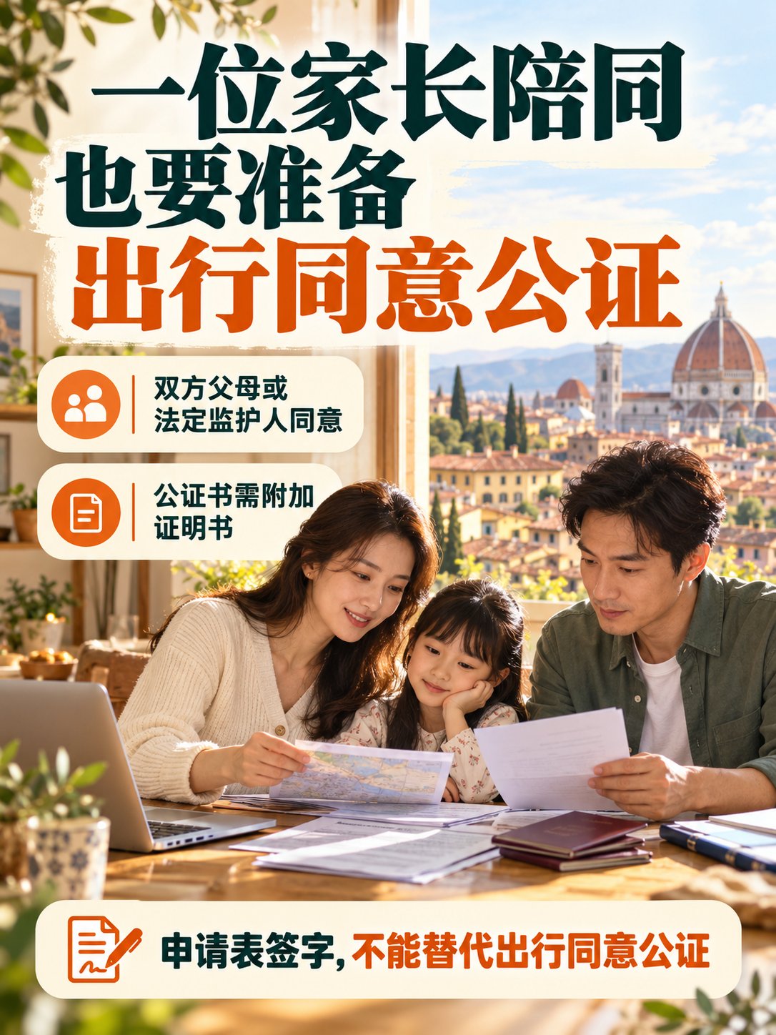孩子只跟爸爸或妈妈来意大利，签证材料要多准备什么？