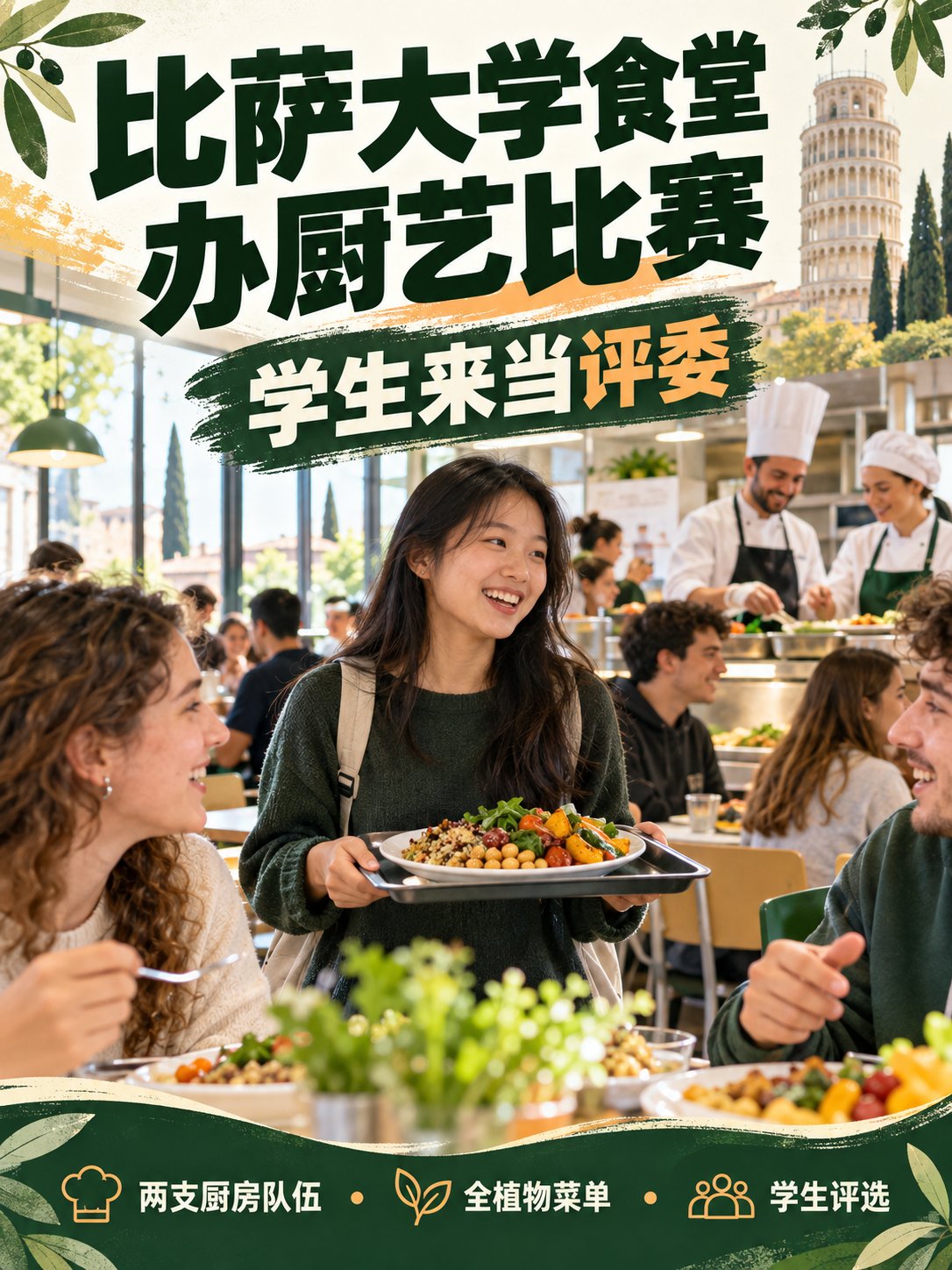 比萨大学食堂办厨艺比赛，学生来当评委