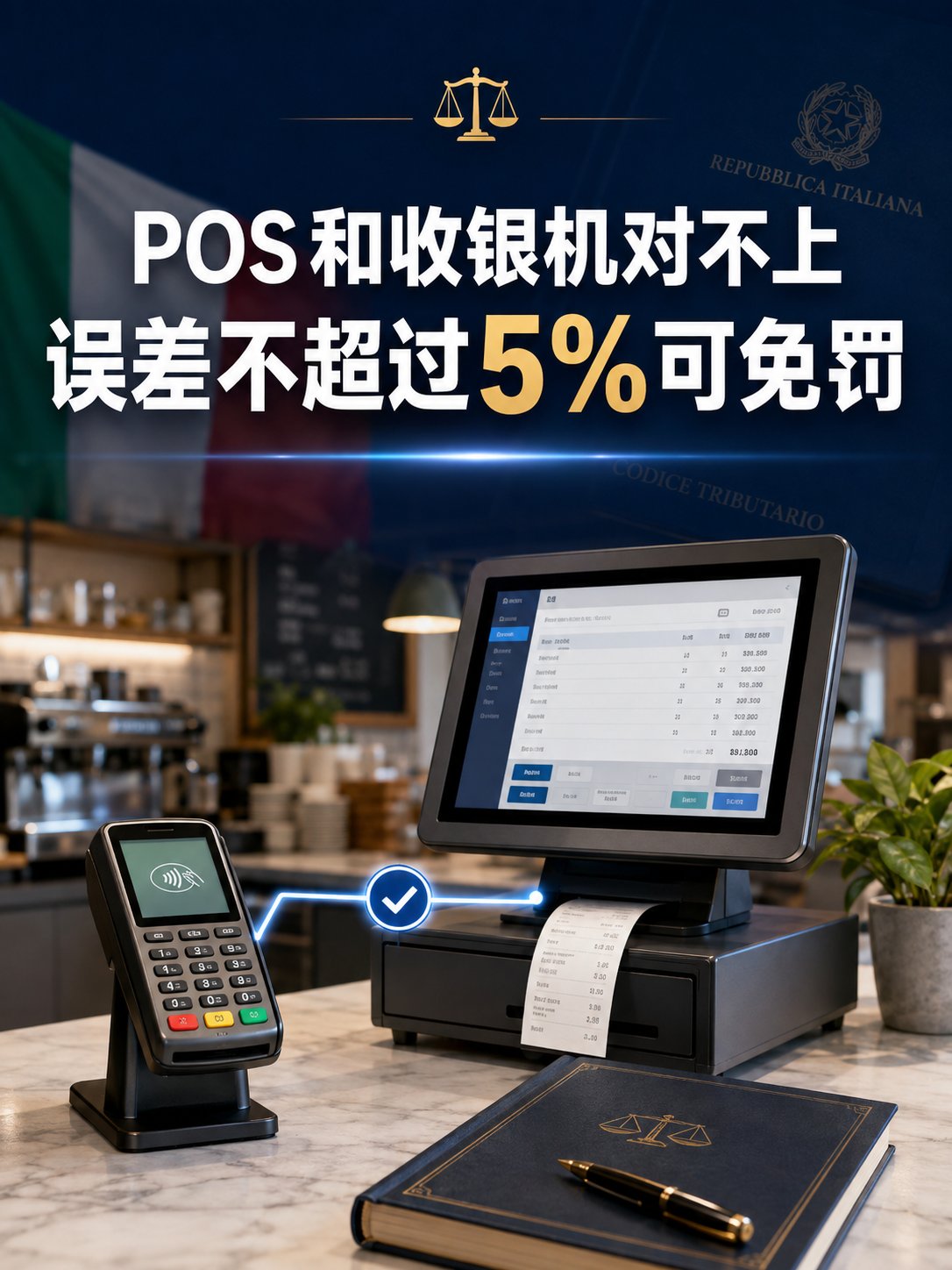 意大利POS和收银机对不上，误差不超过5%可免罚