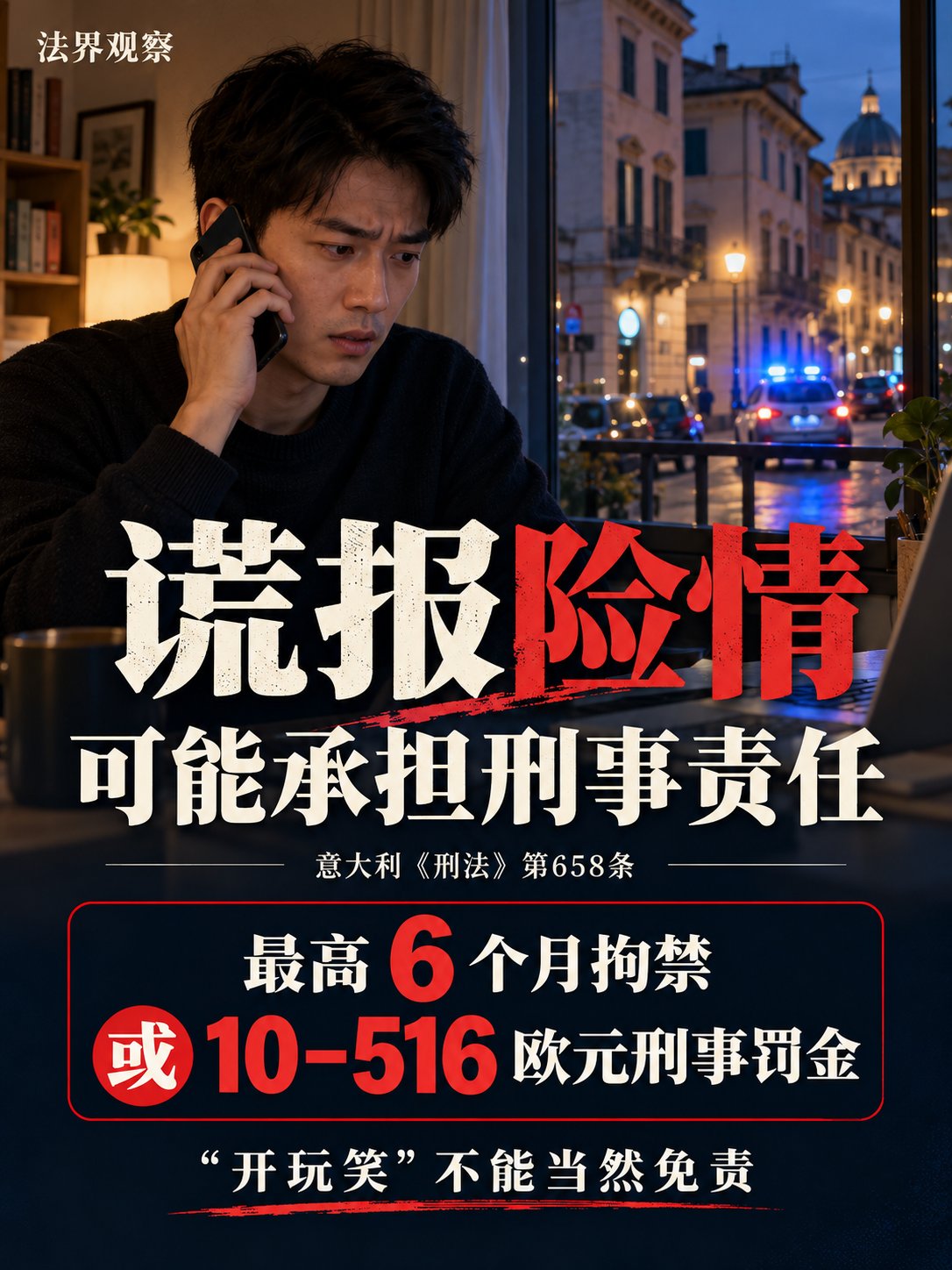 在意大利，谎报险情可能被判刑：“开玩笑”不能免责