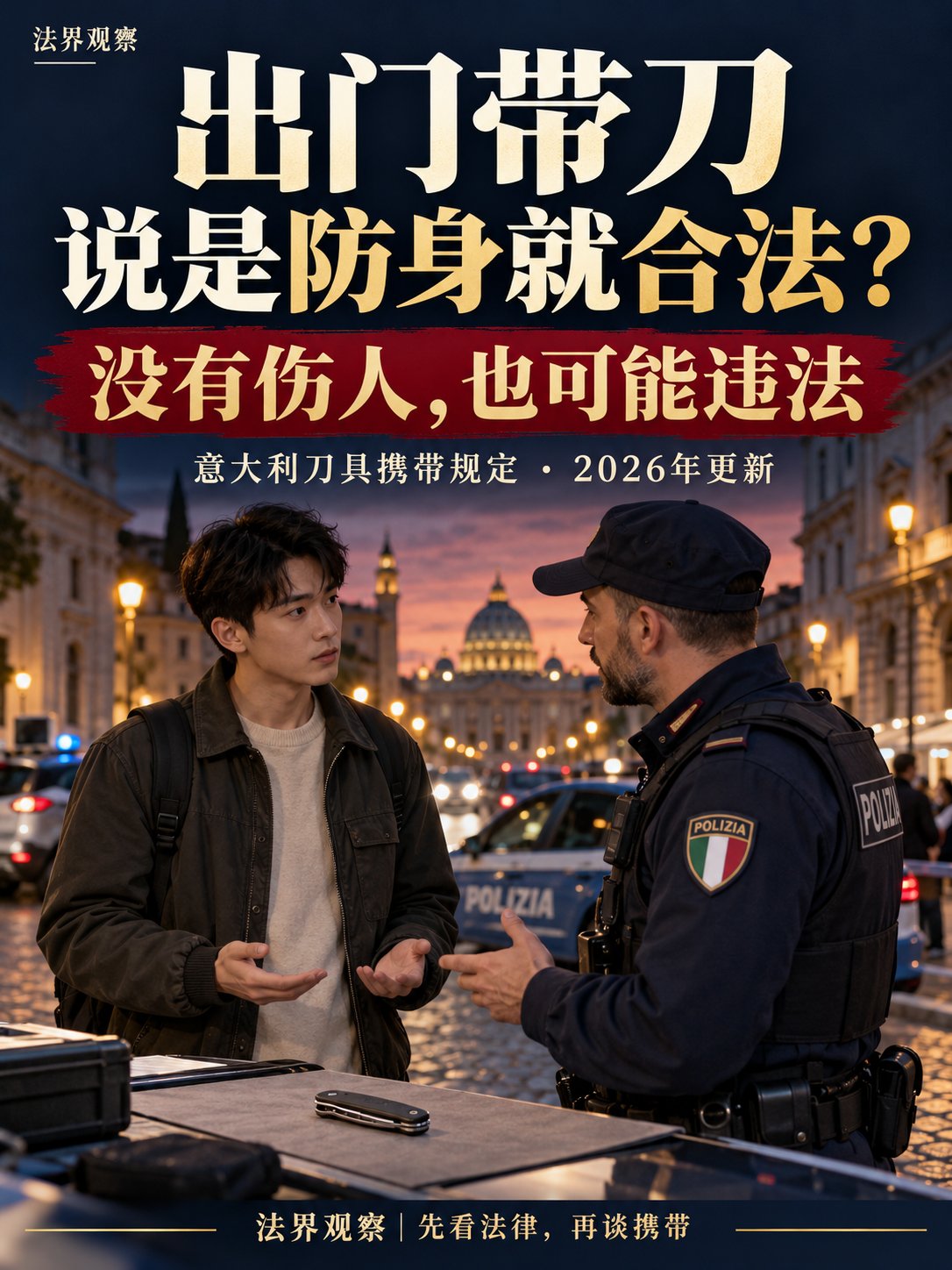 在意大利出门带刀，说“用来防身”也不能直接免责！