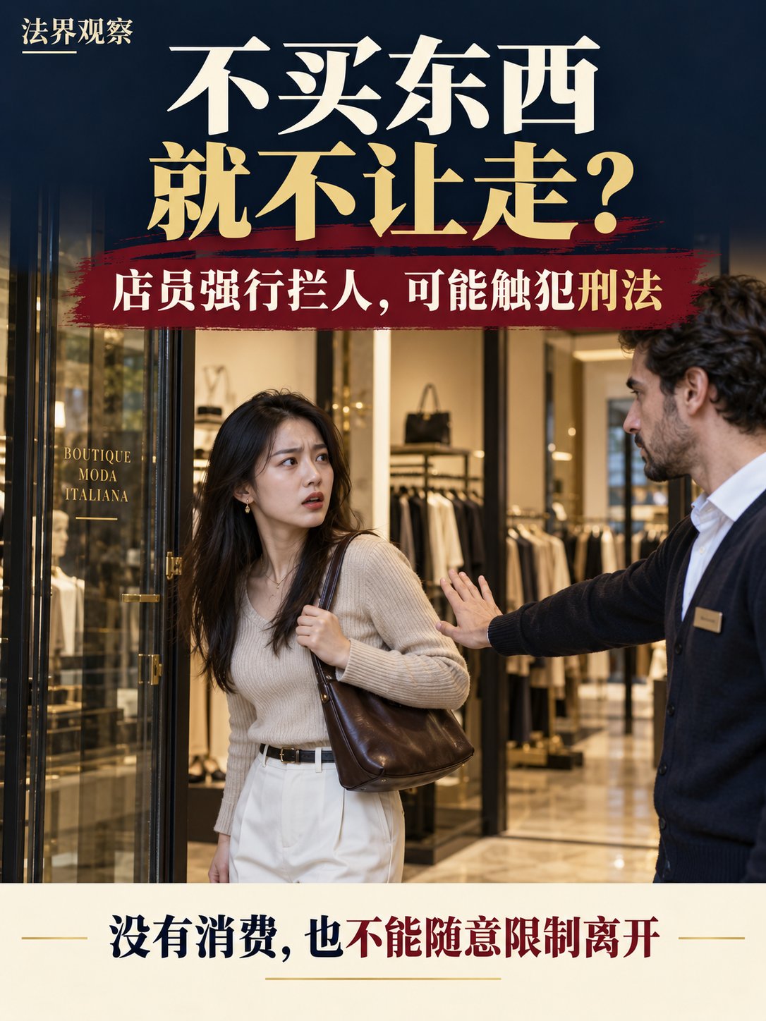 不买东西就不让走？店员强行拦人，可能触犯刑法