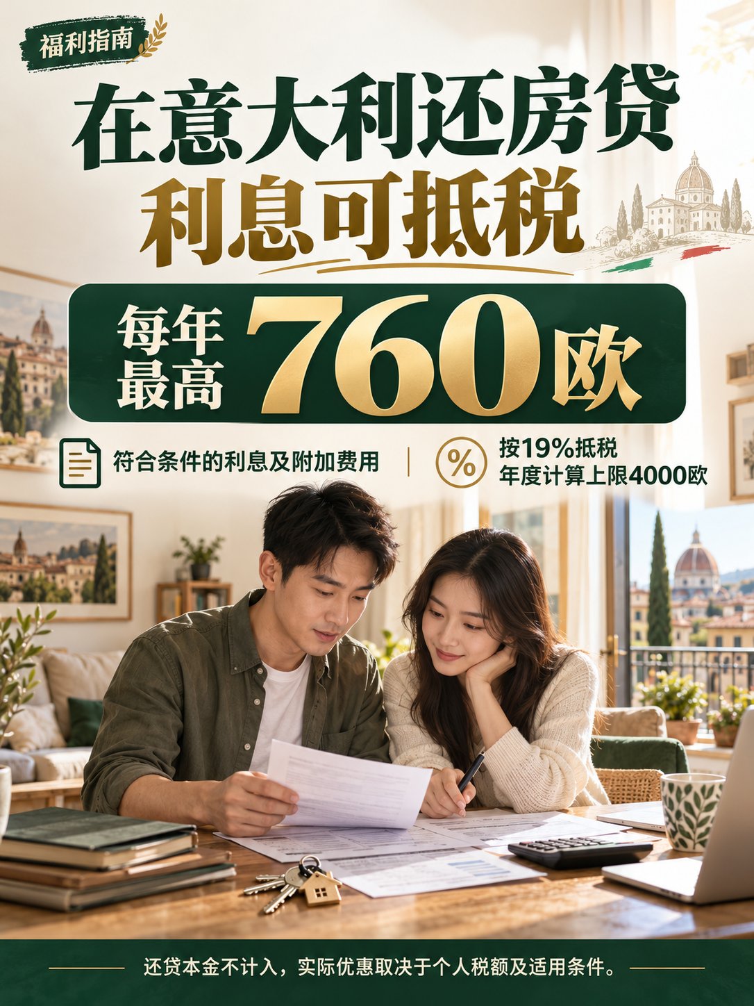 在意大利还房贷，利息每年最高可抵税760欧！