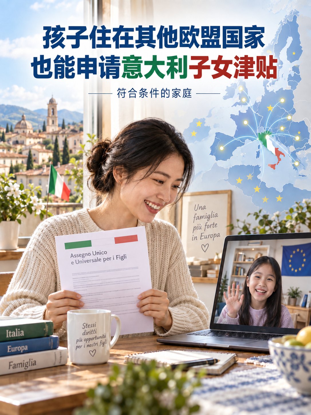 孩子住在其他欧盟国家，也能申请意大利子女津贴