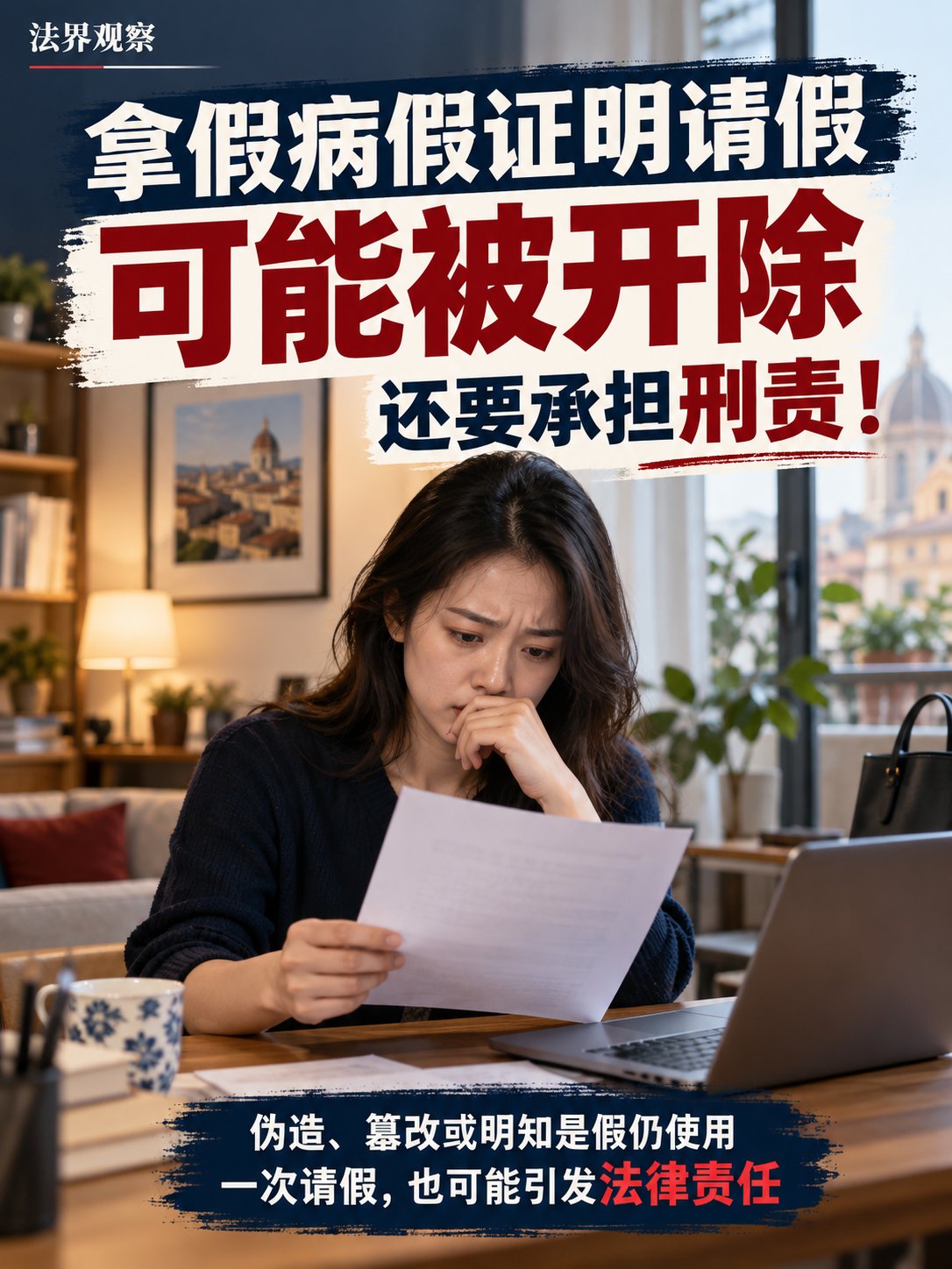 拿假病假证明请假，可能被开除，还要承担刑责！
