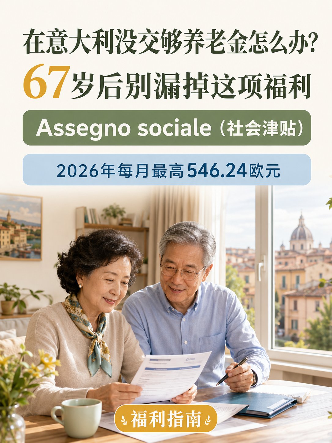 在意大利没交够养老金怎么办？67岁后别漏掉这项福利
