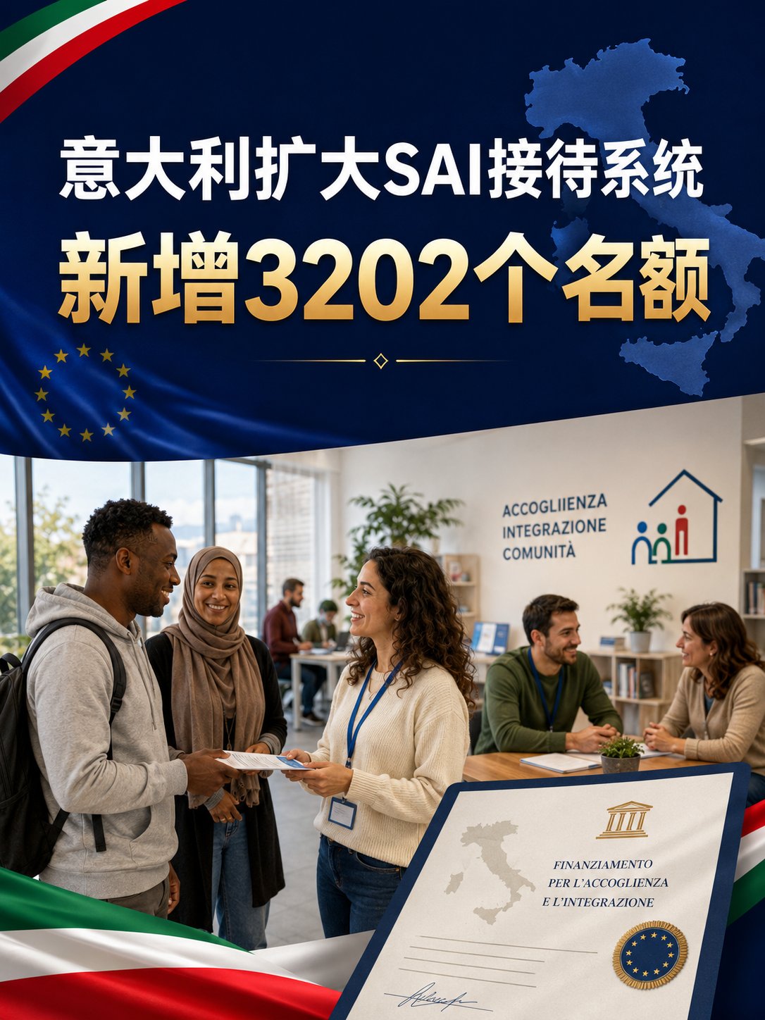 意大利扩大移民接待系统，将新增3202个名额