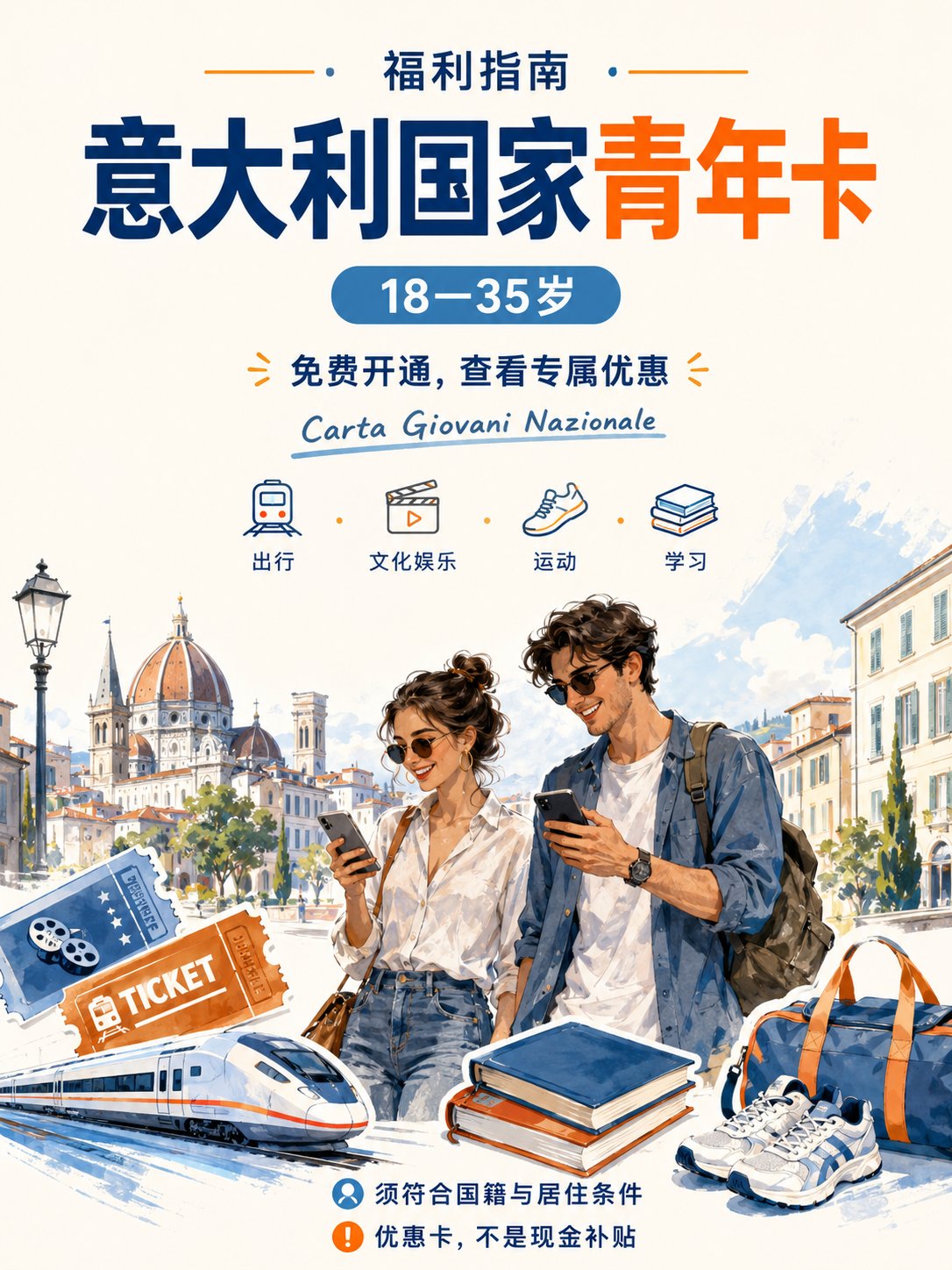 在意大利，18—35岁可以了解这张免费优惠卡
